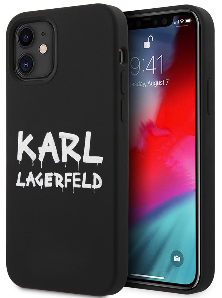 001242 Чехол Karl Lagerfeld для iPhone 12 mini Silicone Graffiti Hard Black  - ОПТОГАДЖЕТ