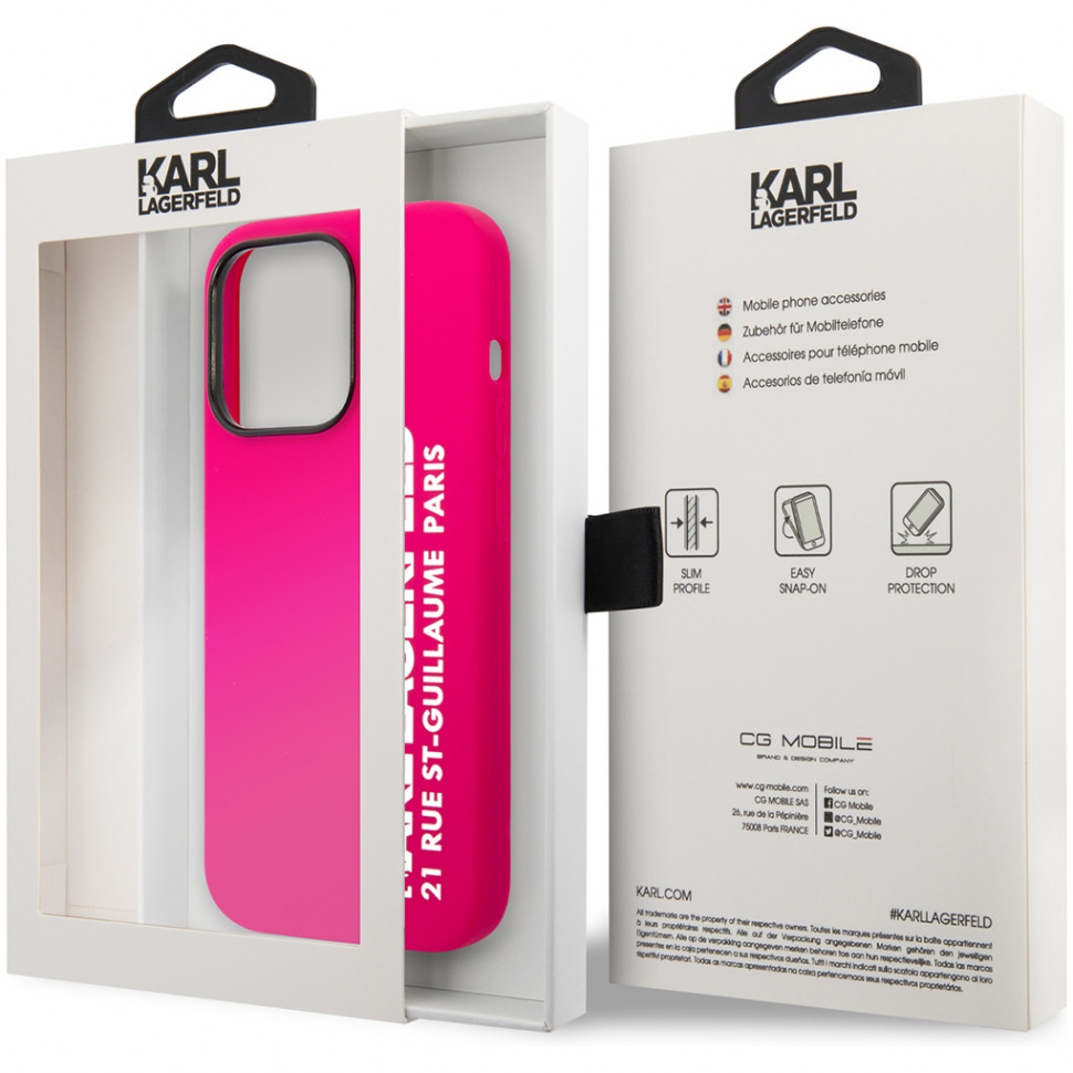 006113 Чехол Karl Lagerfeld для iPhone 14 Pro Liquid silicone Elongated RSG  logo Hard Pink - ОПТОГАДЖЕТ